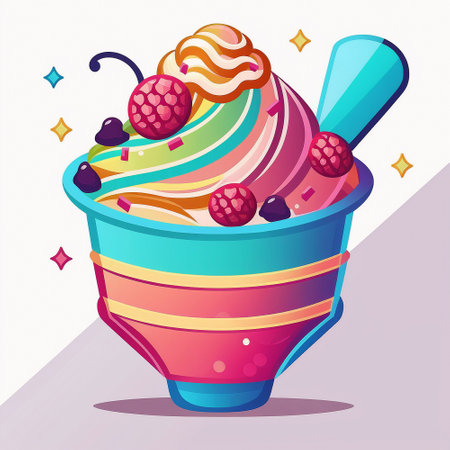 Colorful illustration of ice cream. High quality illustrationの素材