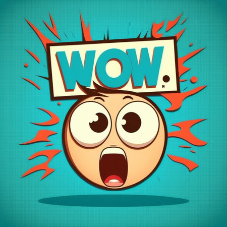 Cartoon character is surprised and says the word Wow. High quality illustrationの写真素材