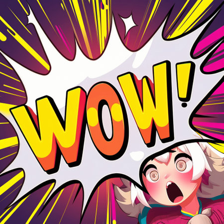 Cartoon sign of burst clouds with the world WOW in Anime style. High quality illustrationの写真素材