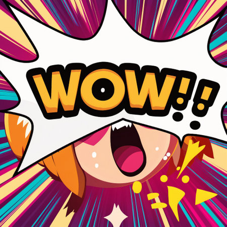 Cartoon sign of burst clouds with the world WOW in Anime style. High quality illustrationの写真素材