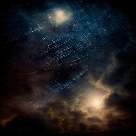 mystical monolith with hieroglyphs in the sky. High quality illustration