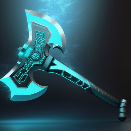 Futuristic Battle Axe. high quality illustrationの素材