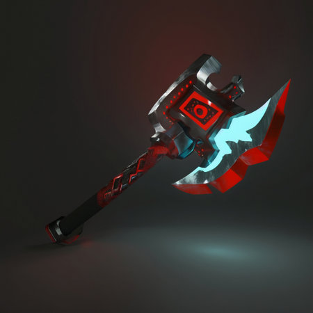 Futuristic Battle Axe. high quality illustrationの素材