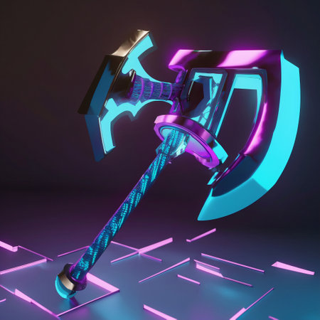 Futuristic Battle Axe. high quality illustrationの素材