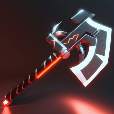 Futuristic Battle Axe. high quality illustrationの素材