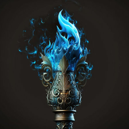 Magic torch with blue flame. high quality illustrationの素材