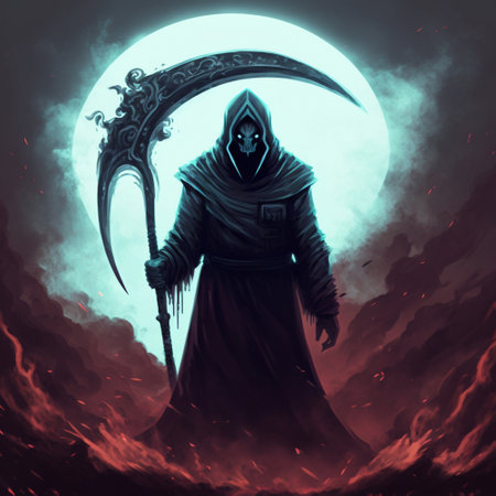 The Black Reaper with his scythe . high quality illustrationの素材