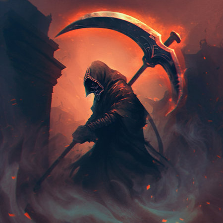 The Black Reaper with his scythe . high quality illustrationの素材