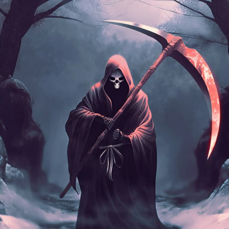 The Black Reaper with his scythe . high quality illustrationの素材