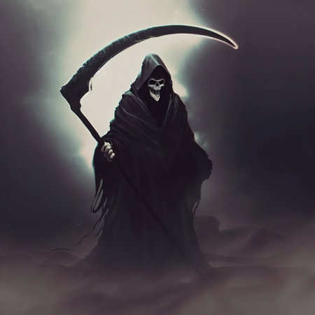The Black Reaper with his scythe . high quality illustrationの素材