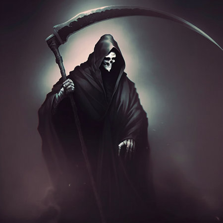 The Black Reaper with his scythe . high quality illustrationの素材