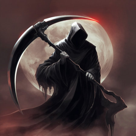 The Black Reaper with his scythe . high quality illustrationの素材