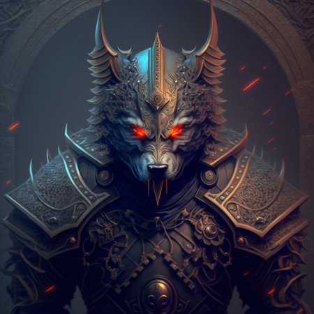 Scary werewolf in armor. high quality illustrationの素材