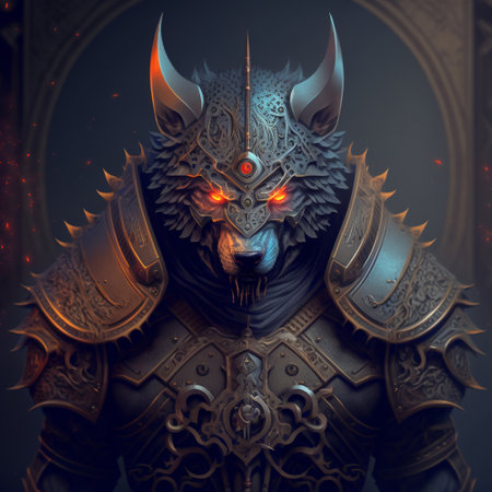 Scary werewolf in armor. high quality illustrationの素材