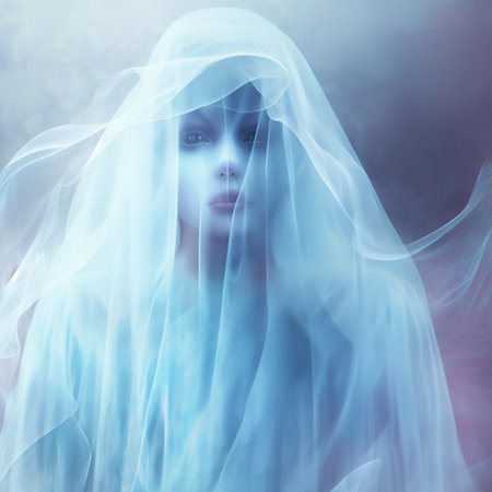 White silhouette of a ghost girl. high quality photoの素材