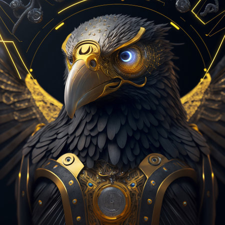 Realistic Cyborg Eagle with metal plates. high quality illustrationの素材