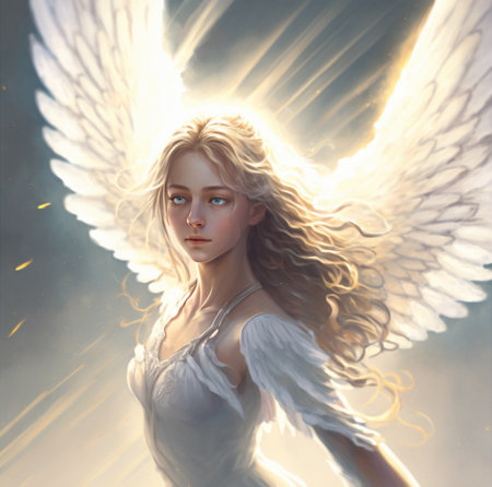 Angel girl descends from heaven. high quality illustrationの素材