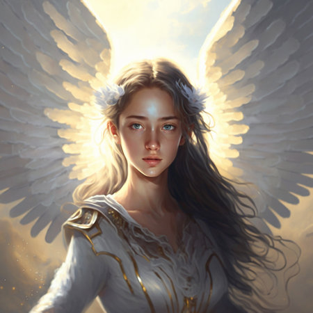 Angel girl descends from heaven. high quality illustrationの素材