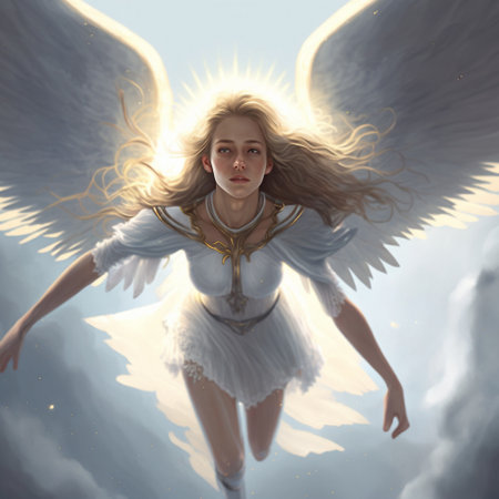 Angel girl descends from heaven. high quality illustrationの素材