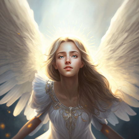 Angel girl descends from heaven. high quality illustrationの素材