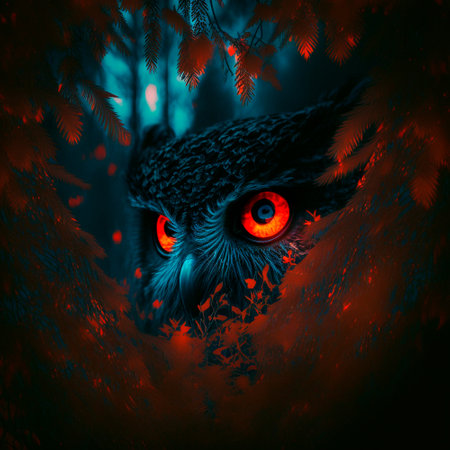 A big monster with red eyes in a mystical forest. high quality illustrationの素材