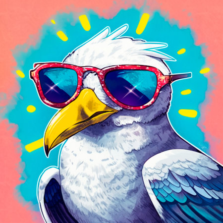 Seagull in sunglasses. high quality illustrationの素材