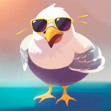 Seagull in sunglasses. high quality illustrationの素材