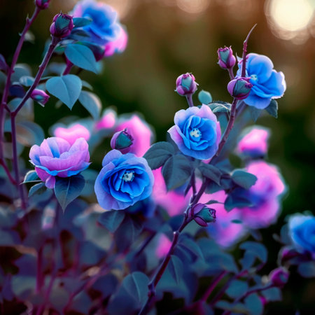 Wild rose with blue buds. high quality illustrationの素材