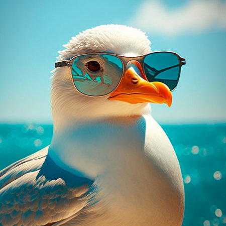 Seagull in sunglasses. high quality illustrationの素材