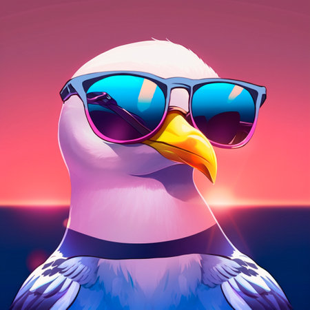 Seagull in sunglasses. high quality illustrationの素材