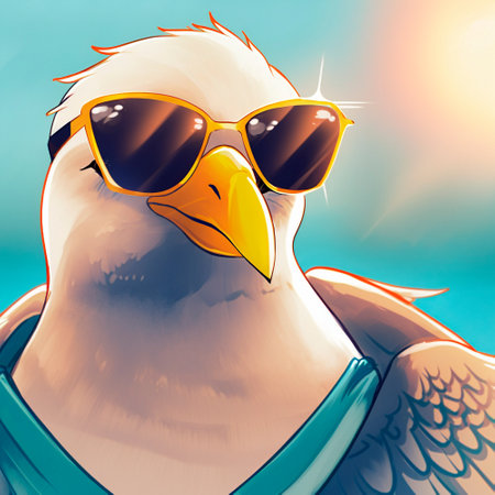 Seagull in sunglasses. high quality illustrationの素材