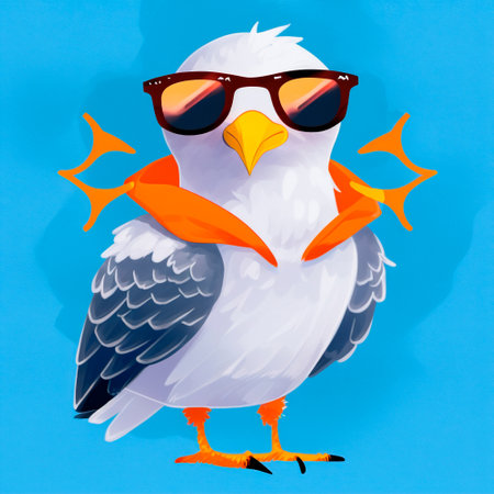 Seagull in sunglasses. high quality illustrationの素材
