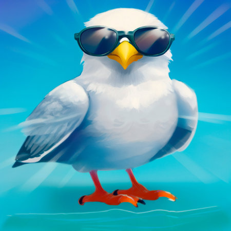 Seagull in sunglasses. high quality illustrationの素材