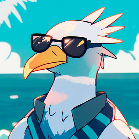Seagull in sunglasses. high quality illustrationの素材