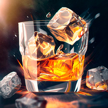 Whiskey on the rocks. high quality illustrationの素材