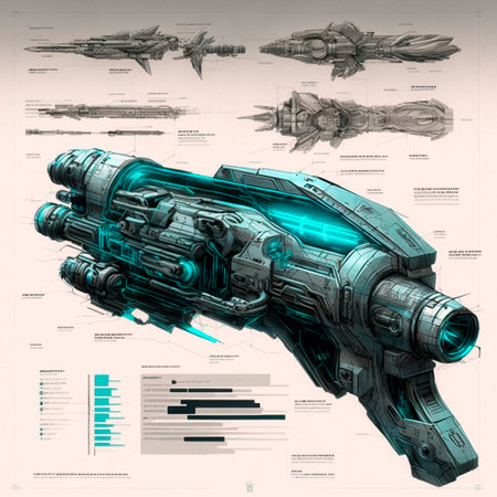 Sketch of a futuristic weapon. high quality illustrationの素材