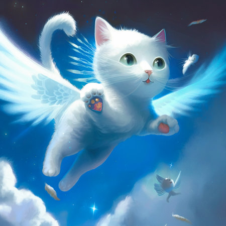 Angel cat with wings. high quality illustrationの素材