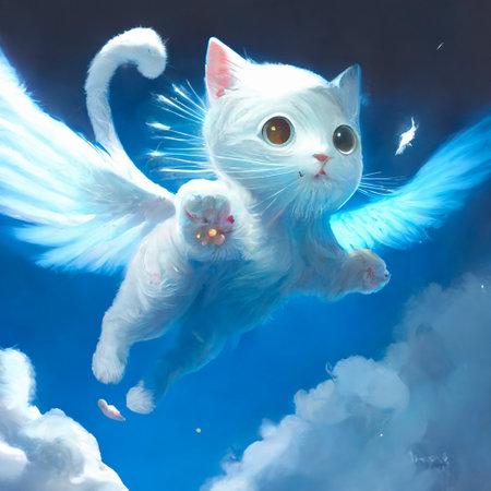 Angel cat with wings. high quality illustrationの素材