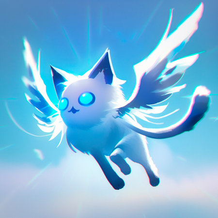 Angel cat with wings. high quality illustrationの素材