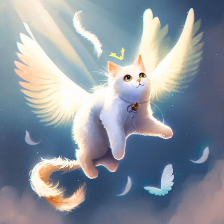 Angel cat with wings. high quality illustrationの素材