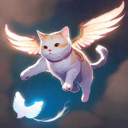 Angel cat with wings. high quality illustrationの素材