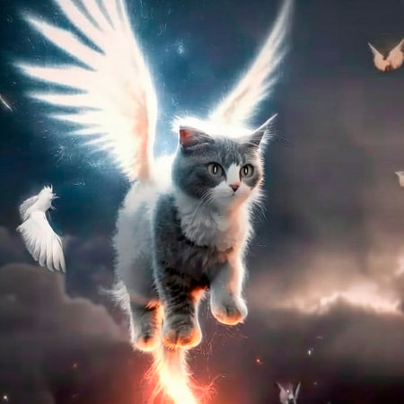 Angel cat with wings. high quality illustrationの素材
