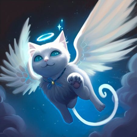Angel cat with wings. high quality illustrationの素材