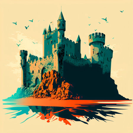 Cartoon image of the castle. high quality illustrationの素材