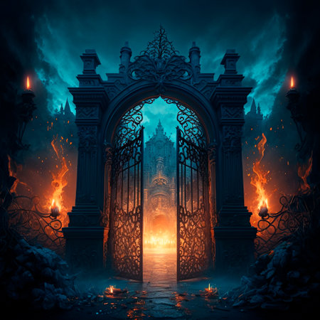 Scary Gothic gates in the style of fantasy. high quality illustrationの素材