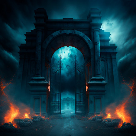 Scary Gothic gates in the style of fantasy. high quality illustrationの素材