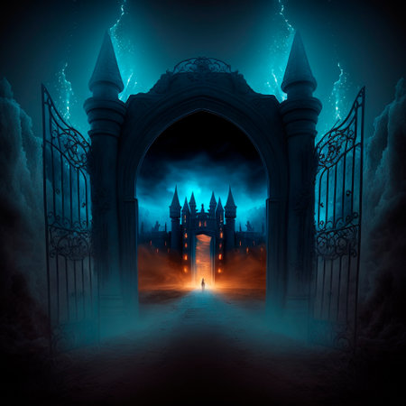Scary Gothic gates in the style of fantasy. high quality illustrationの素材