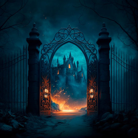 Scary Gothic gates in the style of fantasy. high quality illustrationの素材