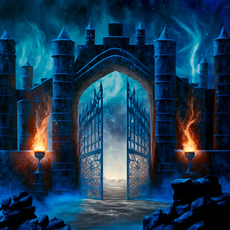 Scary Gothic gates in the style of fantasy. high quality illustrationの素材