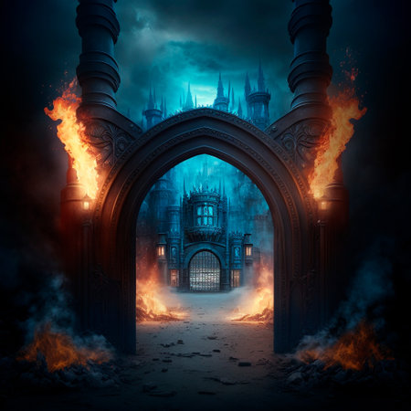 Scary Gothic gates in the style of fantasy. high quality illustrationの素材